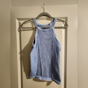 Blue Ribbed Women's Top